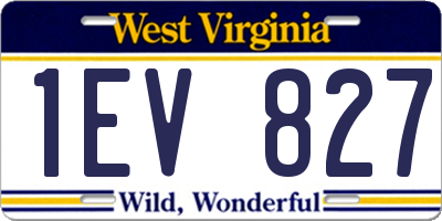 WV license plate 1EV827