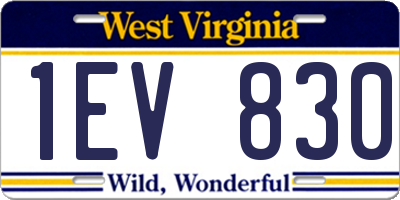 WV license plate 1EV830