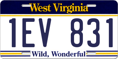 WV license plate 1EV831