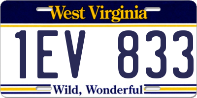 WV license plate 1EV833