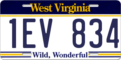WV license plate 1EV834