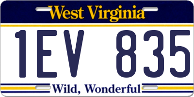 WV license plate 1EV835