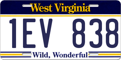 WV license plate 1EV838