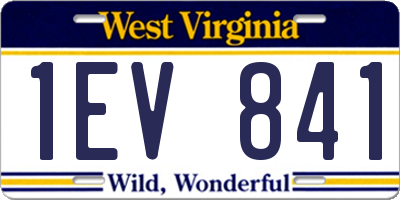 WV license plate 1EV841