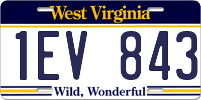 WV license plate 1EV843