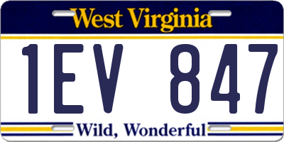 WV license plate 1EV847