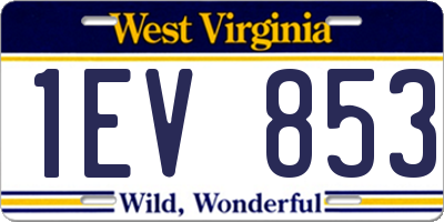 WV license plate 1EV853