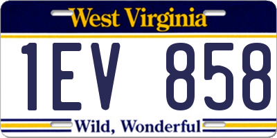 WV license plate 1EV858