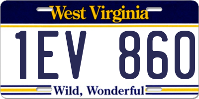 WV license plate 1EV860