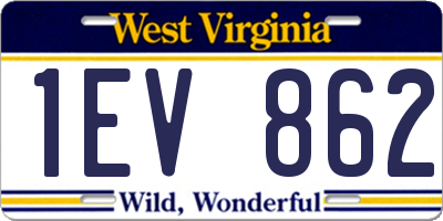 WV license plate 1EV862