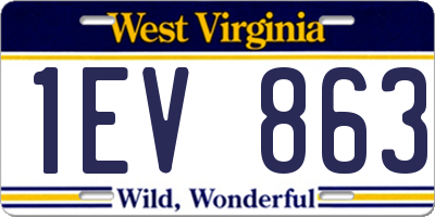 WV license plate 1EV863