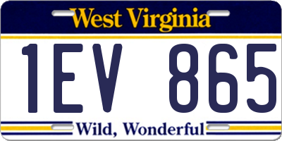 WV license plate 1EV865