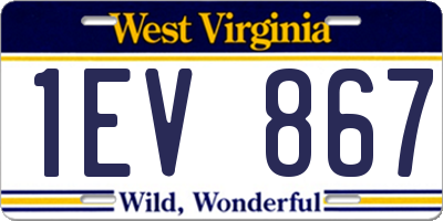WV license plate 1EV867