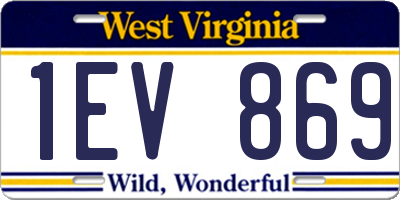 WV license plate 1EV869