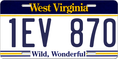 WV license plate 1EV870