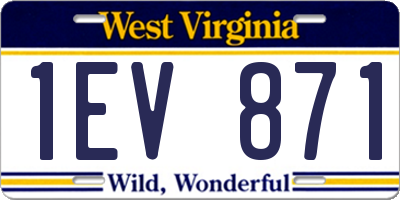 WV license plate 1EV871