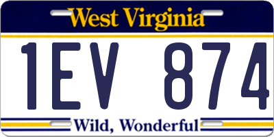 WV license plate 1EV874