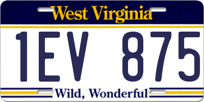 WV license plate 1EV875