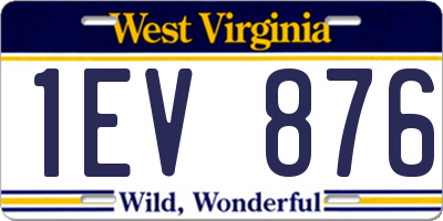 WV license plate 1EV876