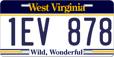 WV license plate 1EV878