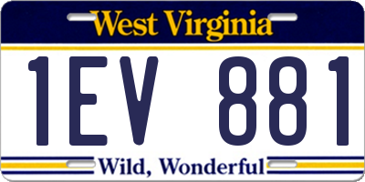 WV license plate 1EV881