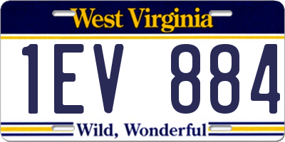 WV license plate 1EV884