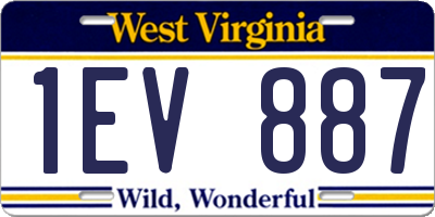 WV license plate 1EV887