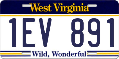 WV license plate 1EV891