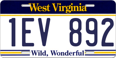 WV license plate 1EV892