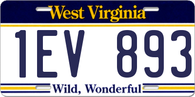 WV license plate 1EV893