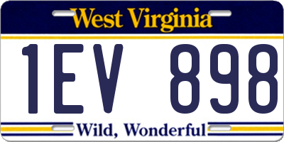 WV license plate 1EV898
