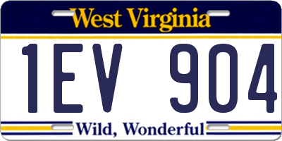 WV license plate 1EV904