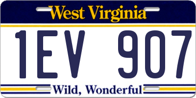 WV license plate 1EV907