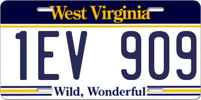 WV license plate 1EV909