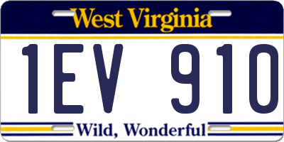 WV license plate 1EV910
