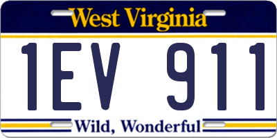 WV license plate 1EV911