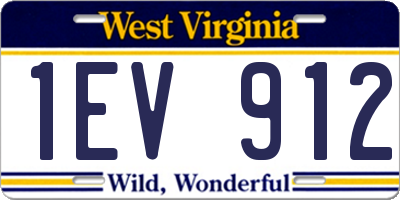 WV license plate 1EV912