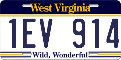 WV license plate 1EV914