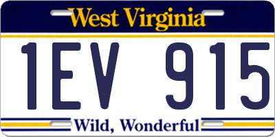 WV license plate 1EV915