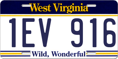 WV license plate 1EV916