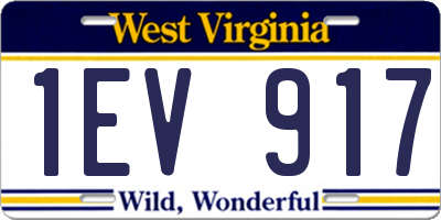 WV license plate 1EV917