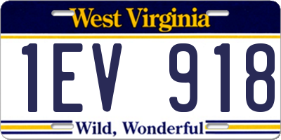 WV license plate 1EV918