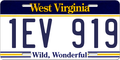 WV license plate 1EV919