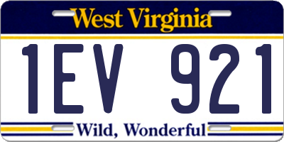 WV license plate 1EV921