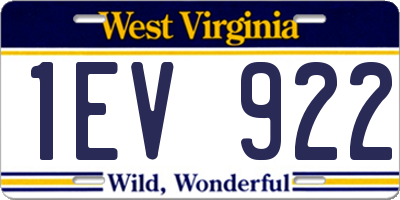 WV license plate 1EV922