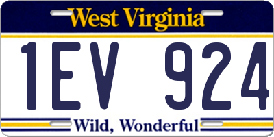 WV license plate 1EV924
