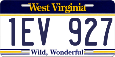 WV license plate 1EV927