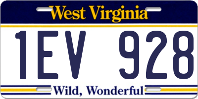 WV license plate 1EV928