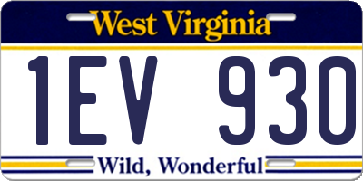 WV license plate 1EV930