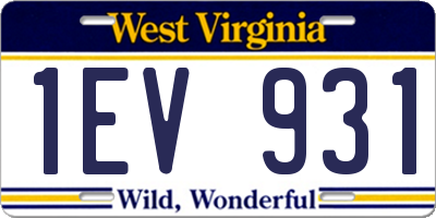 WV license plate 1EV931